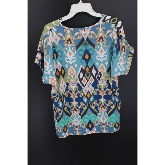 Cotton Bleu size Small Polyester V-neck Blouse - Picture 4 of 6